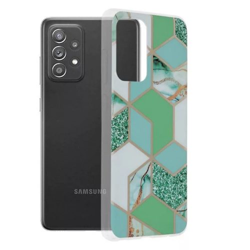 Husa protectie Samsung Galaxy A52 / A52s, Marble Series, verde/auriu