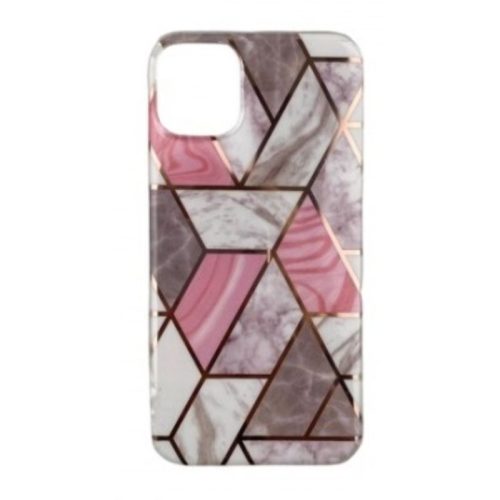 Husa protectie compatibila cu Huawei P Smart 2021 Soft IMD TPU Marble Geometric Alb