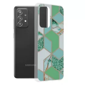   Husa protectie Samsung Galaxy A72, Marble Series, verde/auriu