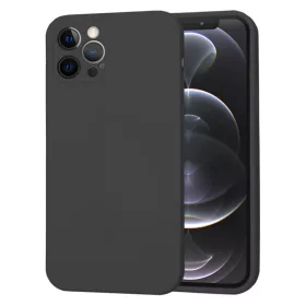   Husa Apple iPhone 12 Pro, Luxury Silicone, catifea in interior, protectie camere, negru