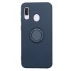 Husa Samsung Galaxy A20e, Ring Silicone, inel rotativ, catifea in interior, albastra