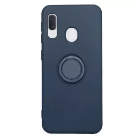   Husa Samsung Galaxy A20e, Ring Silicone, inel rotativ, catifea in interior, albastra