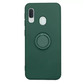   Husa Samsung Galaxy A20e, Ring Silicone, inel rotativ, catifea in interior, verde