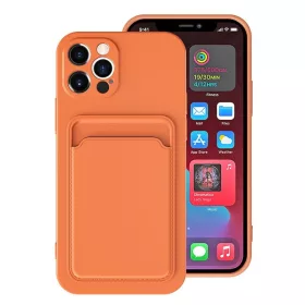   Husa Apple iPhone 12 Pro, Card Case, suport pentru carduri/cartele, portocalie