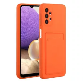   Husa protectie Card Case pentru Samsung Galaxy A52 / A52s, buzunar pentru carduri/cartele, portocalie