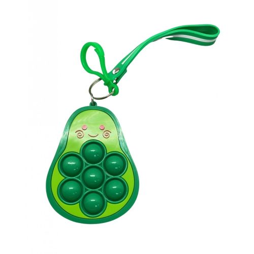 Jucarie antistres tip Pop It!, Simple Dimple, din silicon, cu breloc, model avocado, verde