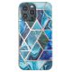 Husa protectie compatibila cu Apple iPhone 12 Soft IMD TPU Marble Geometric Albastru