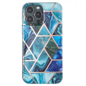   Husa protectie compatibila cu Huawei P Smart 2021 Soft IMD TPU Marble Geometric Albastru