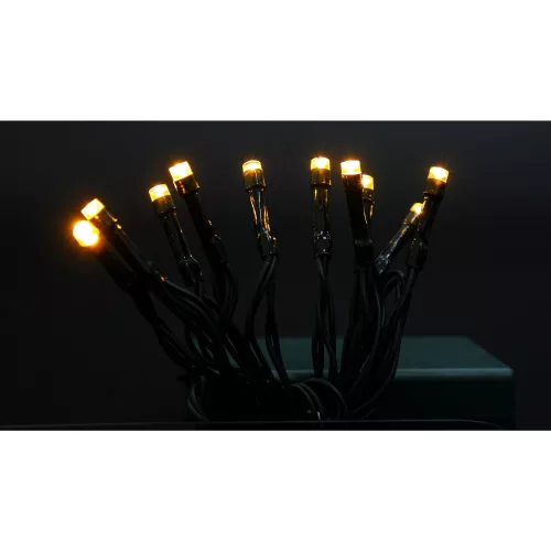 Instalatie de Craciun cu baterii tip liniar, 2 jocuri de lumini, fir verde 1 m 10 LED -uri, alb cald