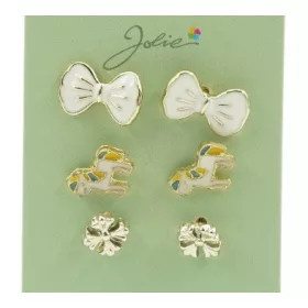   Set 3 perechi cercei, colectia Jolie - Fundita, Unicorn, Floare
