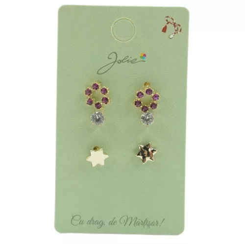 Set 3 perechi cercei, colectia Jolie - Cerc, Piatra, Stea