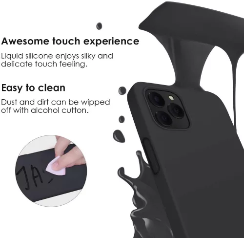Husa Apple iPhone 13, Luxury Silicone, catifea in interior, protectie camere, negru