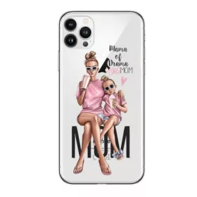  Husa Apple iPhone 13 Pro, Printed Glass, sticla + TPU, model Mama of Drama