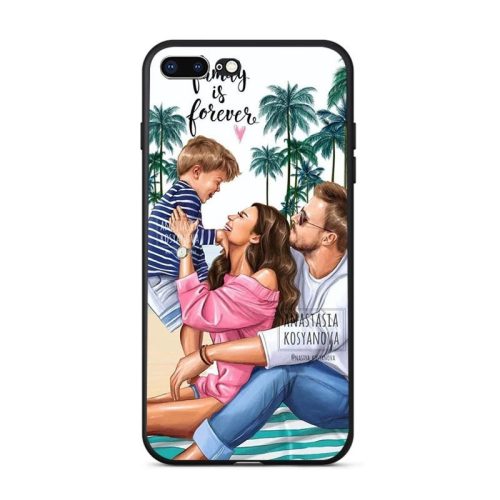 Husa Samsung A03S, Printed Glass, sticla + TPU, model Family is Forever