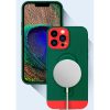 Husa Apple iPhone 13, Armor Design, functie stand, insertie metalica pentru suport auto magnetic, verde/rosu