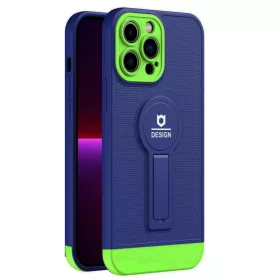   Husa Apple iPhone 13 Pro, Armor Design, functie stand, insertie metalica pentru suport auto magnetic, albastru