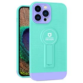   Husa Apple iPhone 13 Pro, Armor Design, functie stand, insertie metalica pentru suport auto magnetic, turcoaz/lila