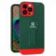 Husa Apple iPhone 13 Pro Max, Armor Design, functie stand, insertie metalica pentru suport auto magnetic, verde/rosu