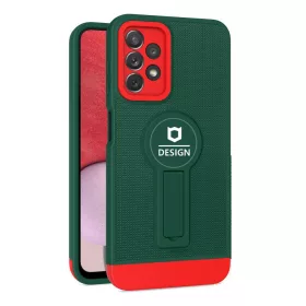   Husa Samsung Galaxy A02s, Armor Design, functie stand, insertie metalica pentru suport auto magnetic, verde/rosu