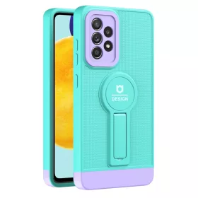   Husa Samsung Galaxy A13 4G, Armor Design, functie stand, insertie metalica pentru suport auto magnetic, turcoaz/mov