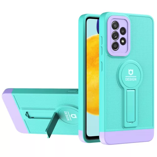 Husa Samsung Galaxy A13 4G, Armor Design, functie stand, insertie metalica pentru suport auto magnetic, turcoaz/mov