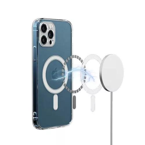 Husa de protectie Apple iPhone 14 Plus, compatibila MagSafe, transparenta