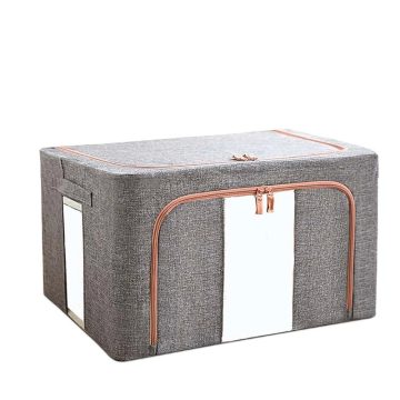   Cutie de depozitare pliabila cu fermoar, 24 litri, material textil, 40 X 30 X 20 cm, gri
