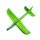 Avion planor din polistiren, cu iluminare LED, 47 cm, verde
