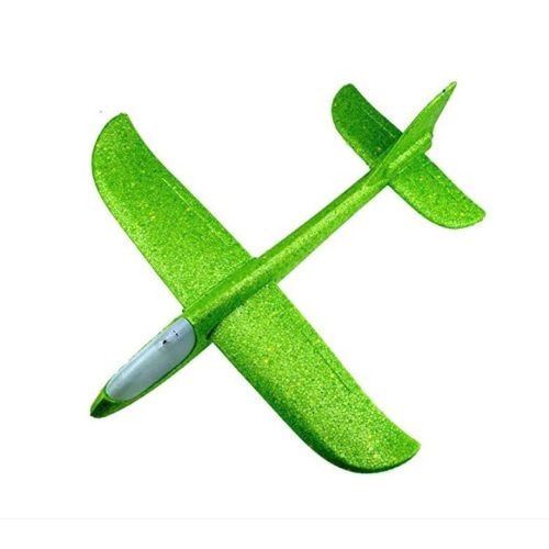 Avion planor din polistiren, cu iluminare LED, 47 cm, verde