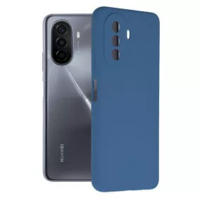  Husa Huawei Nova Y70, Luxury Silicone, catifea in interior, protectie camere, albastra