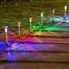 Lampa solara LED decorativa pentru gradina, argintie, lumina multicolor