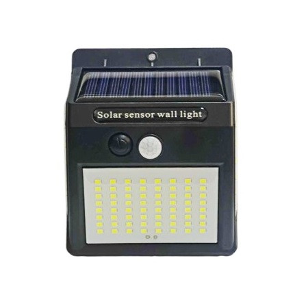 Lampa cu incarcare solara si senzor de miscare pentru exterior, 64 LED cu distanta de inductie, montaj pe perete, fara cabluri