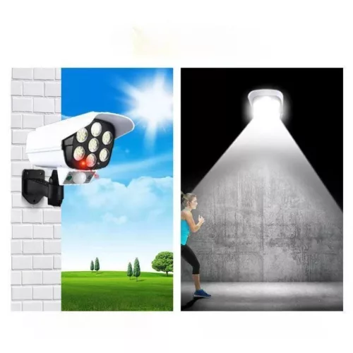 Camera de supraveghere falsa, incarcare solara, 77 LED-uri, senzor de miscare
