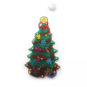   Decoratiune de Craciun pentru fereastra, brad, cu LED-uri, 26 cm, alb cald