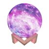 Lampa de veghe in forma de luna cu stele 3D Moon Light, alimentare baterii, stand din lemn inclus, 10 cm