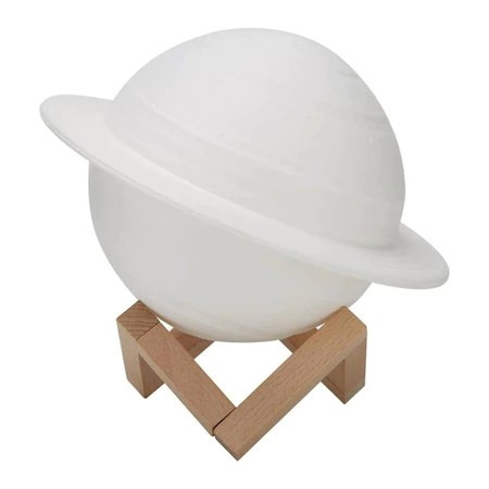 Lampa de veghe 3D Saturn Light, alb cald, alimentare baterii, stand plastic inclus, 15 cm