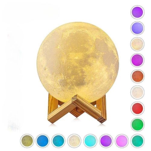 Lampa de veghe 3D Moon Light, lumina multicolor, alimentare baterii, 8 cm