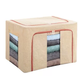   Cutie de depozitare pliabila cu fermoar, 24 litri, material textil, 40 X 30 X 20 cm, crem