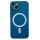 Husa Apple iPhone 13, Magsafe Silicone, protectie camera, microfibra, albastru inchis