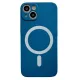 Husa Apple iPhone 13, Magsafe Silicone, protectie camera, microfibra, albastru inchis