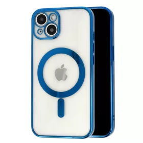   Husa Apple iPhone 11, Magsafe Electroplating TPU, protectie camera, margini albastre