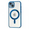 Husa Apple iPhone 11, Magsafe Electroplating TPU, protectie camera, margini albastre