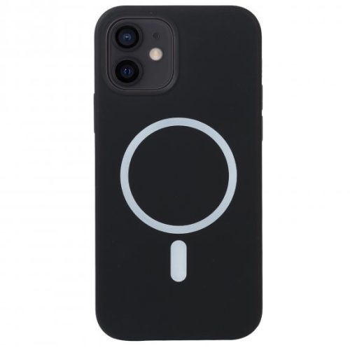 Husa Apple iPhone 14 Pro, Magsafe Silicone, microfibra, neagra