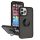 Husa protectie Apple iPhone 11, Metal Bracket, antisoc, inel sustinere, prindere magnetica, margini negre