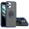 Husa protectie Apple iPhone 12/12 Pro, Metal Bracket, antisoc, inel sustinere, prindere magnetica, margini albastre