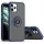 Husa protectie Apple iPhone 12/12 Pro, Metal Bracket, antisoc, inel sustinere, prindere magnetica, margini albastre