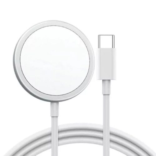 Incarcator magnetic wireless, tehnologie MagSafe, incarcare rapida 15W, alb