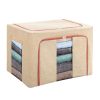 Cutie de depozitare pliabila cu fermoar, 100 litri, 60 X 42 X 40 cm, doua fereastre, cadru metalic, crem