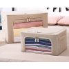 Cutie de depozitare pliabila cu fermoar, 100 litri, 60 X 42 X 40 cm, doua fereastre, cadru metalic, crem
