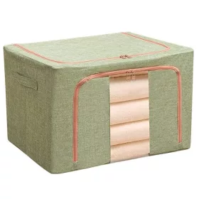   Cutie de depozitare pliabila cu fermoar, 100 litri, material textil, 60 X 42 X 40 cm, verde